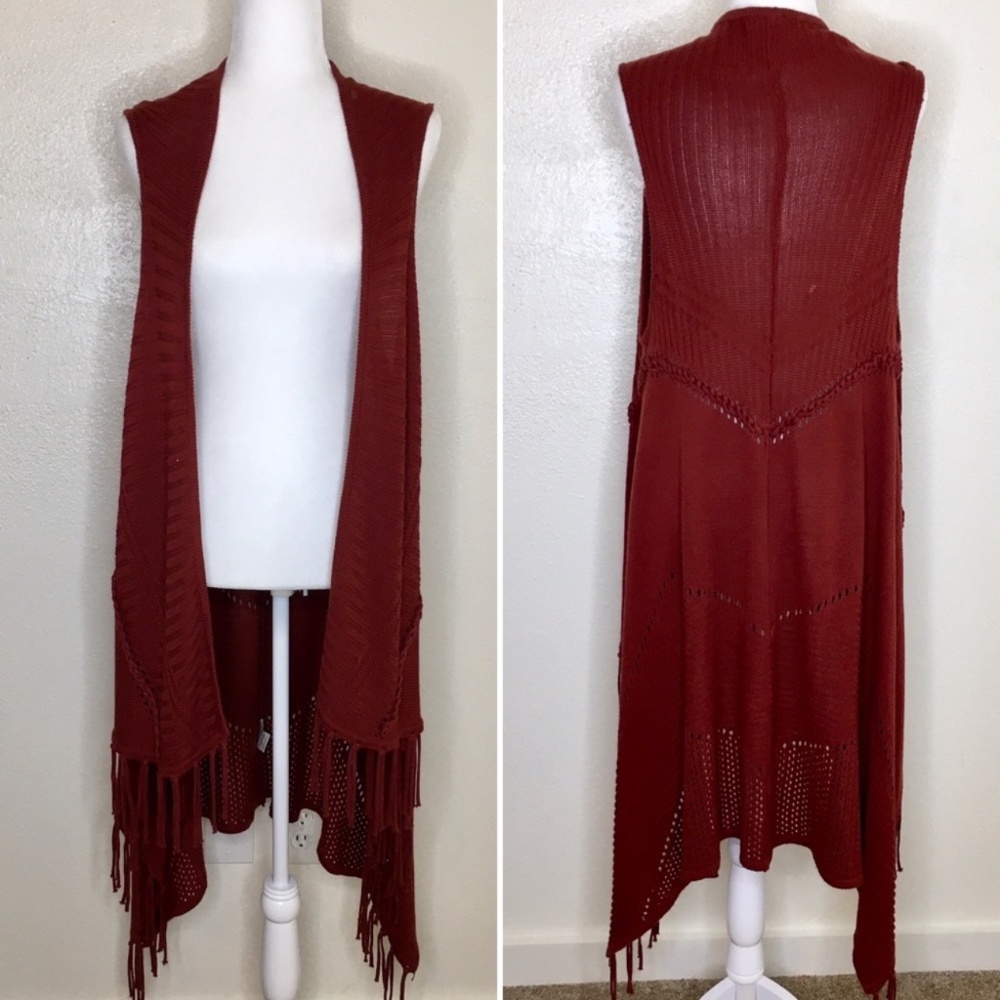 Fontana Boho Fringe Longline Vest XL